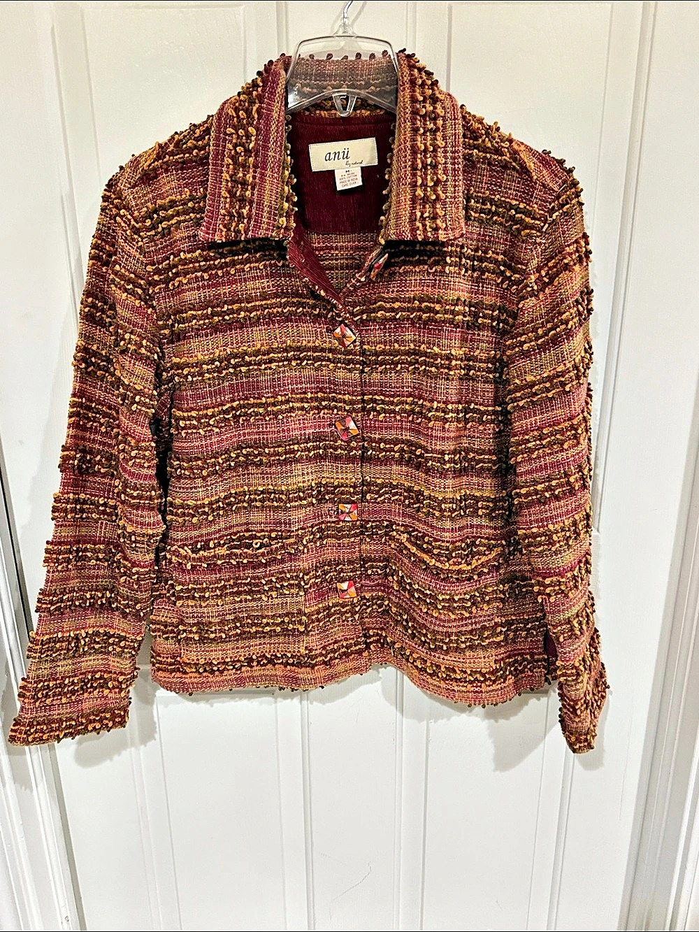 ani by natural Textured Striped Cotton Jacket Size Medium BL5